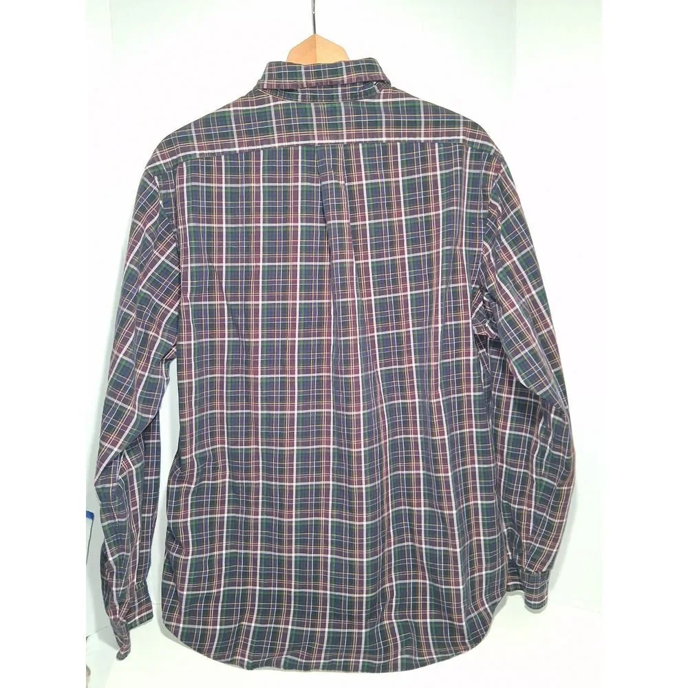Ralph Lauren Classic Fit Shirt Men's XL Dark‎ Red Multicolor Plaid Button Up